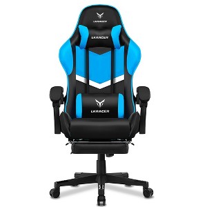 LUCKRACER Adjustable Reclining Ergonomic Faux Leather Swiveling PC & Racing Game Chair with Footrest - 1 of 4