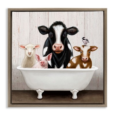 Stupell Industries Country Animals Farmhouse Claw Bathtub, 25" x 25"