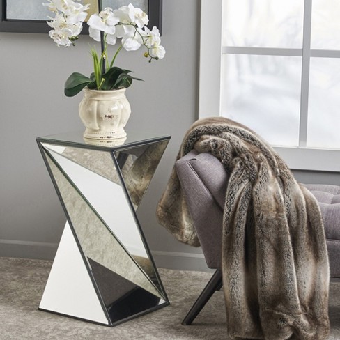 Side Table, Geometric End Table, Living Room Side Table, Small Night Stands, Mirrored Bedside Table - image 1 of 4