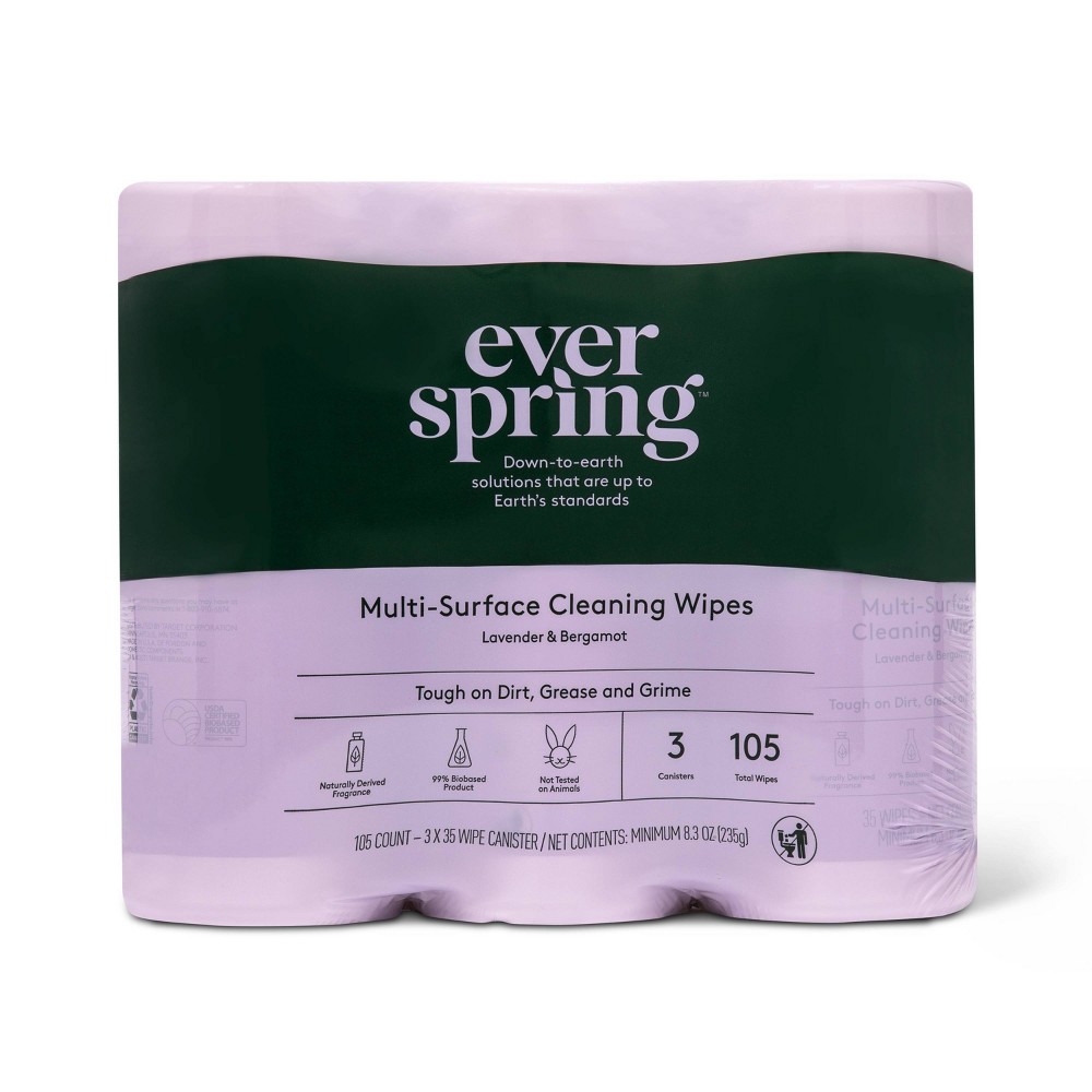 Lavender & Bergamot Multi-Surface Cleaning Wipes - 35ct/3pk - Everspring™ (4Pieces)