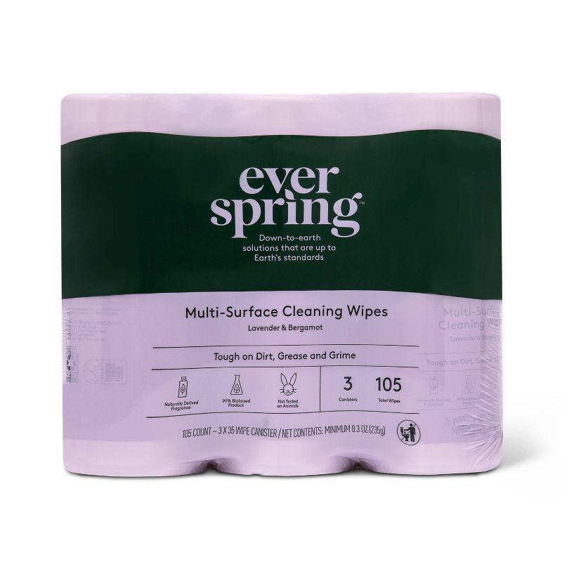 Lavender &#38; Bergamot Multi-Surface Cleaning Wipes - 35ct/3pk - Everspring&#8482;, 1 of 10