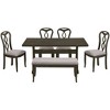 NicBex Dining Table Set for 6 Kitchen Table Retro Trestle Dining Table Set with Upholstered Dining Chairs and Bench for Dining Room, Brown - 3 of 4