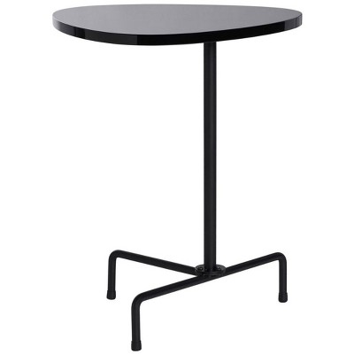 Berlin 21" Black Lacquer Wood and Metal Tripod Side Table