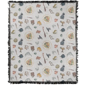 Harry Potter Whimsical Icons Blanket 50"x60" Woven Tapestry - 1 of 4