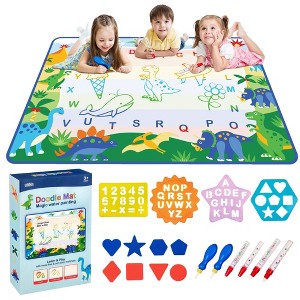Water Doodle Mat - 19 Piece Kids Painting Writing Color Doodle Drawing Mat - 60" x 42" - 1 of 4