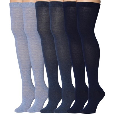 Isadora Paccini Womens 3 Pairs Elegant Monochrome Trio Colorful Pattern Over The Knee High Socks