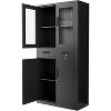 71" Black Metal Storage Cabinet with Glass Doors, Garage Storage with 2 Drawers + 2 Adjustable Shelves, Heavy Duty Tool Cabinet with Locking Doors - 3 of 4