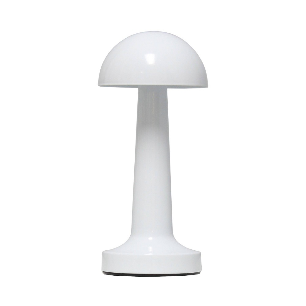 Simple Designs 8.88" Mushroom Magic Mini Metal Dimming and Rechargeable Cordless 4-Way Touch Sensor Dome Desk Lamp White