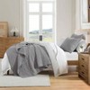 100 Cotton King Size Grey Quilt Set with Geometric Pattern, Lightweight Cozy, 2 Shams for All Seasons - 2 of 4