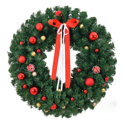 FURNIinspire Decorative Holiday Scene Props Outdoor Christmas Wreath 450 Branches PVC Bow Decoration Garland for Holiday, Green, 10"*36"*36"