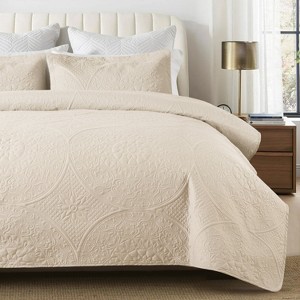 2-3 Pcs Quilted Bedspread Floral Pattern Decorative Coverlet Quilt Bedding Set for All Seasons - Cotton Passion - 1 of 4