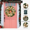 Preassembled Christmas Wreath, 24 Inch Christmas Pine Tree Wreath with Gold Leaf Balls Pine Cones for Front Door Christmas Decoration - 3 of 4