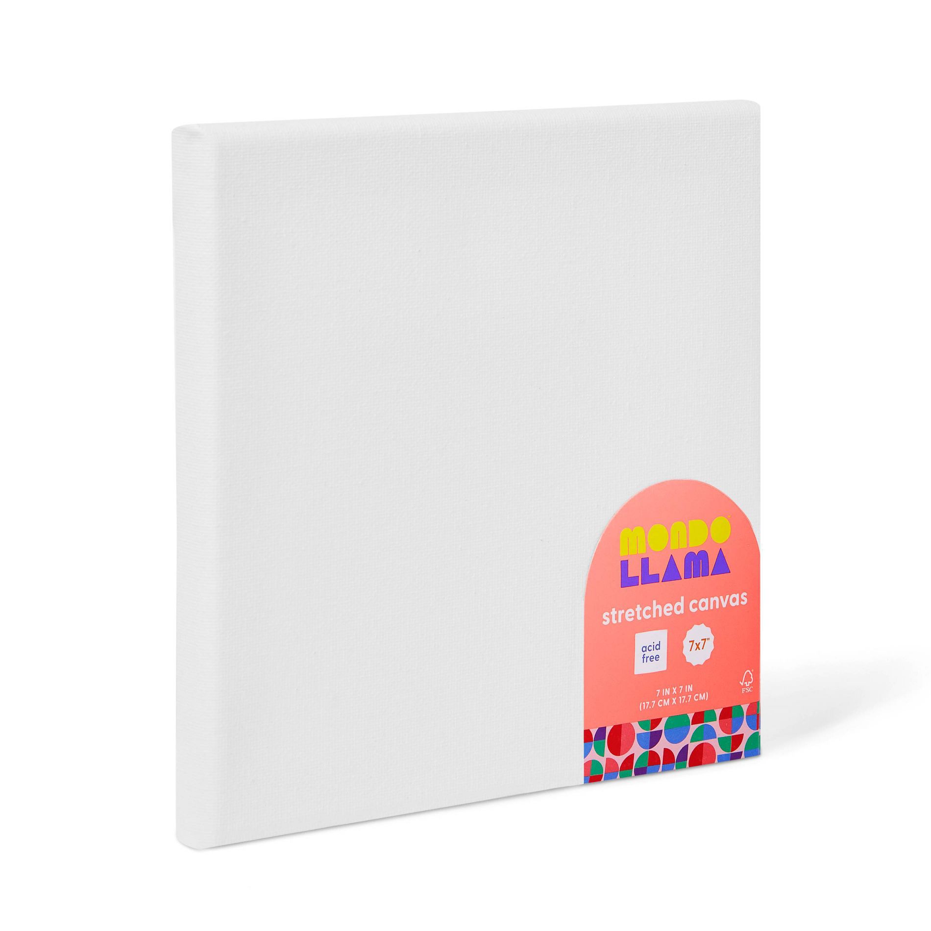 7"x7" Stretched Canvas White - Mondo Llama™: Art Canvases for Painting, 0.6" Depth, Single Pack