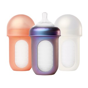 Boon Nursh Silicone Baby Bottles with Collapsible Silicone Pouch - 8 fl oz/3pk - 1 of 4