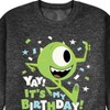 Men's - Disney - Mike Yay It's My Birthday Graphic Fleece Sweatshirt - 2 of 4