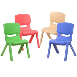 Flash Furniture 4 Pack Plastic Stackable School Chairs with 10.5" Seat Height - 1 of 4