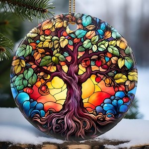 Lomsoe Christmas Ceramic Ornament, Holiday Decoration, Heirloom Keepsake, Round, Christmas Gift, Christmas Decor, Tree of Life - 1 of 1