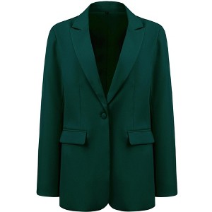 Hobemty Women's Long Sleeve 1 Button Notch Lapel Collar Blazer - 1 of 4