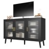 Black Cabinet for Kitchen, Dinning Room, , Living RoomSideboard Cabinet with 3 Fluted Glass Doors, - 4 of 4
