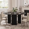 PexFix 60" Modern Round Dining Table with Striped Column Legs Solid Wood Kitchen Table Anti-Scratch Footpads for Dining Room & Kitchen Bar in Black - 2 of 4