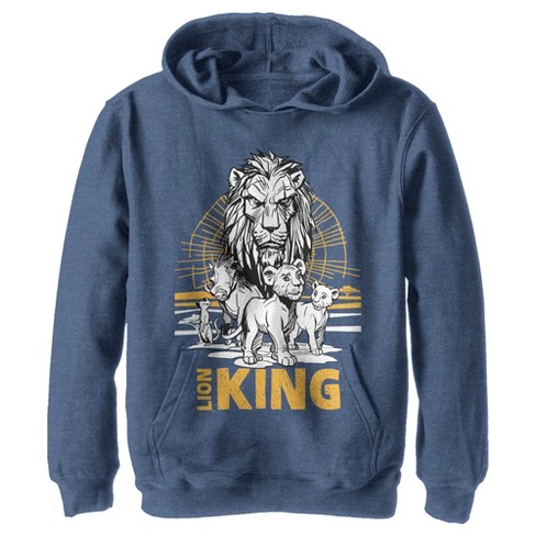 Boy s Lion King Savannah Sunset Crew Pull Over Hoodie Navy Blue Heather X Large