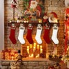 6 Pack Personalized Stockings 18in Large Knitted Christmas Hanging Decoration with Leather Patches Custom Name - 4 of 4