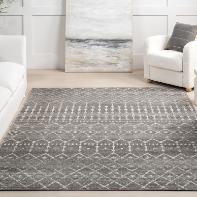 Handmade Dark Grey Geometric 6' Square Synthetic Area Rug