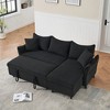 SKRAN 80" Sectional Sofa Couch with Pull Out Bed, Modern Upholstered L-Shaped Sleeper Sofa Bed with Storage Chaise & Throw Pillows, Corduroy(Black) - 4 of 4