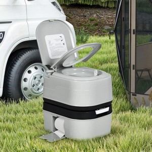 6.34 Gallon Portable Toilet, Camping RV Porta Potty with Paper,Detergent Collection,Handle Pump, Rotating Spout for Boating Hiking Trips - 1 of 4