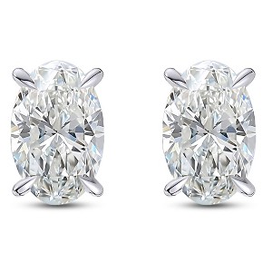 Oval Cut Stud Earrings for Women .86 Ct Simulated Diamond Sterling Silver Ginger Lyne - 1 of 4