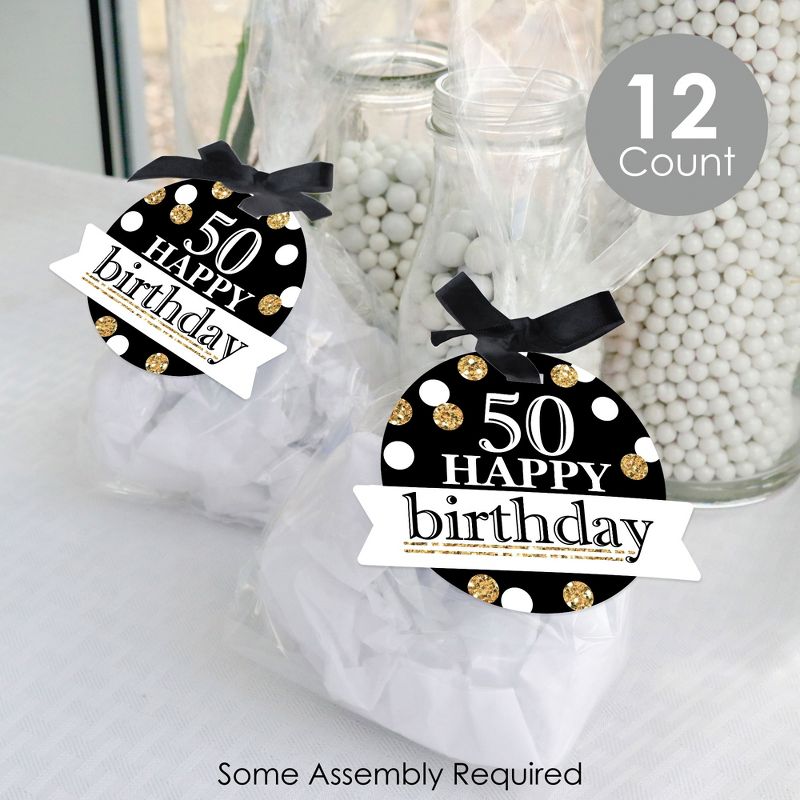 Big Dot of Happiness Adult 50th Birthday - Gold - Birthday Party Clear Goodie Favor Bags - Treat Bags With Tags - Set of 12, 2 of 9