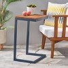 Airsurfer Large C-shaped End Table with Iron Base and Fir Wood Top - 4 of 4