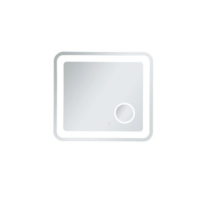 Elegant Lighting Lux 27in x 30in Hardwired LED mirror with magnifier and color changing temperature 3000K/4200K/6000K