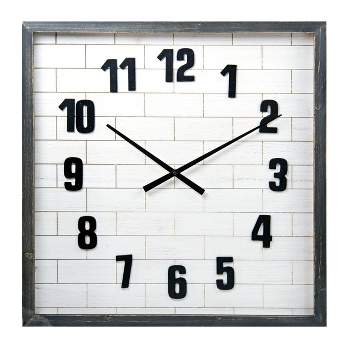 VIP Wood 23.75 in. White Tile Wall Clock