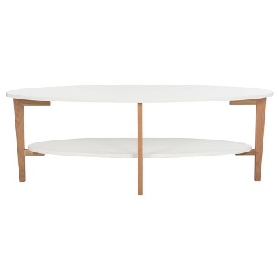 Woodruff Oval Coffee Table - White / Oak - Safavieh