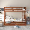 NicBex Twin over Twin Bunk Bed Convertible Design Pine Bed Frame with 2 Drawers, Ladder and Full Length Guardrails, No Box Spring Required, Brown - 2 of 4