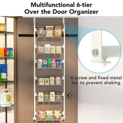 LunaLulinlk 6-Tier Over the Door Pantry Organizer, Heavy-Duty Metal with 6 Baskets, Hanging Storage and Organization for Kitchen, Spice Rack