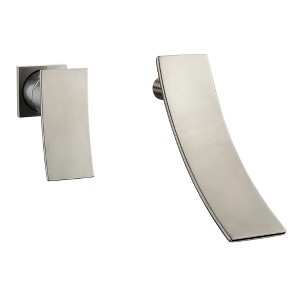 sumerain Brushed Nickel Waterfall Bathroom Faucet Wall Mount Lavatory Faucet, Left-Handed Design - 1 of 4