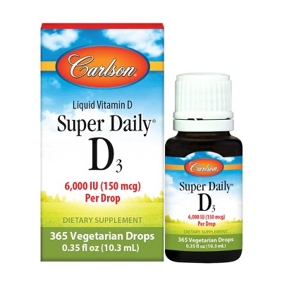 Carlson - Super Daily D3, 6000 IU (150 mcg) per Drop, Vitamin D Drops, Vegetarian, Unflavored