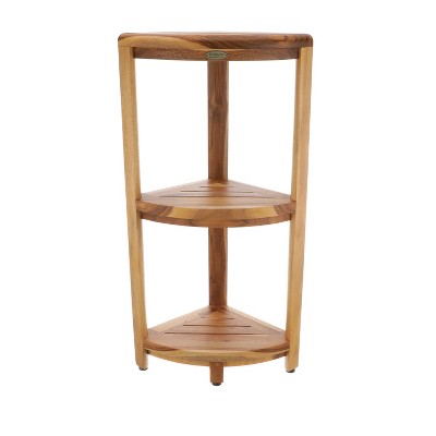 32" SnazzyCorner Tall Teak Shower Shelf - EcoDecors