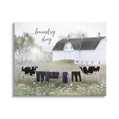 Stupell Industries Laundry Day Rural Cows Meadow Canvas Wall Art