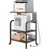 Printer Stand, Large Printer Table with Power Outlets and USB Ports, Mobile Printer Stand, 3 Tier Rolling Printer Cart with Adjustable Storage Shelf - 3 of 4