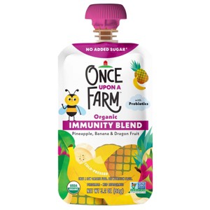 Once Upon a Farm Organic Pineapple, Banana & Dragon Fruit Immunity Blend Kids' Snack - 3.2oz - 1 of 4