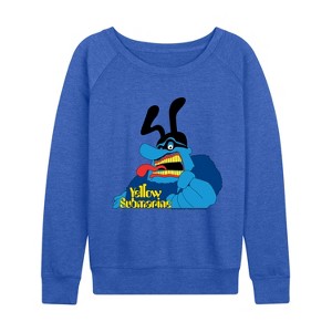 Women's - The Beatles - Blue Meanie Lightweight French Terry Wide Neck Long Sleeve Graphic Shirt - 1 of 4