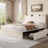 Bed Frame with 4 Storage Drawers, Upholstered Bed Frame with Headboard, Charging Station LED Lights, No Box Spring Needed, Noise Free - 3 of 4