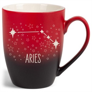 100 North Zodiac Design 10 Ounce Red and Black Two Toned Ombre, Comfortably Fits Your Hands, Ceramic Tea Coffee Cup Mug, Aries - 1 of 1