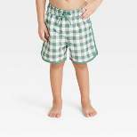 Toddler Boys' Gingham Checkered Swim Shorts - Cat & Jack™ Green