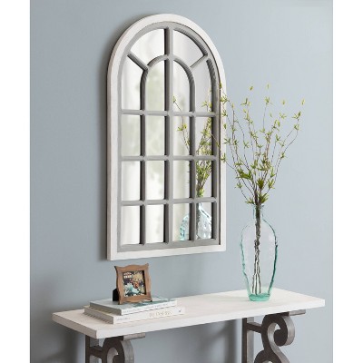 Boldmere 42" Gray and White Wood Windowpane Mirror