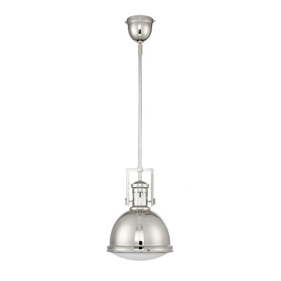 Polished Nickel 1-Light Pendant with White Opal Glass Shade