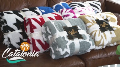 Hot Pink and White Sherpa Fleece Reversible Throw Blanket